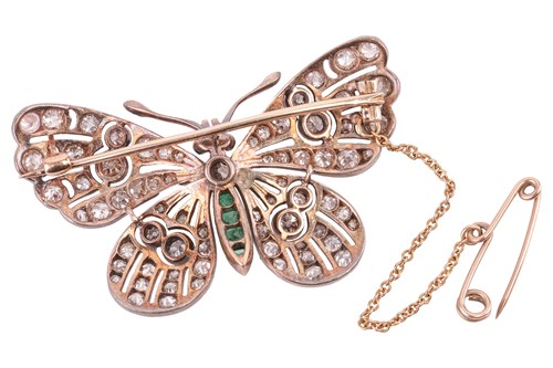 Lot 14 - A Victorian gem-set butterfly brooch, the...