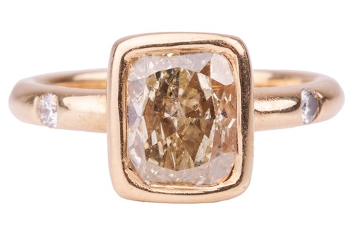 Lot 177 - A diamond solitaire ring, featuring a cushion...