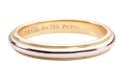 Lot A Tiffany & Co platinum band, with 18ct yellow...