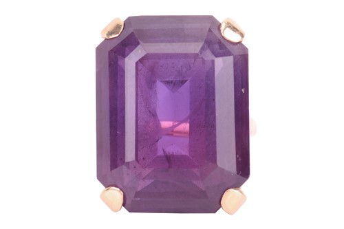 Lot A large amethyst cocktail ring, comprising a...