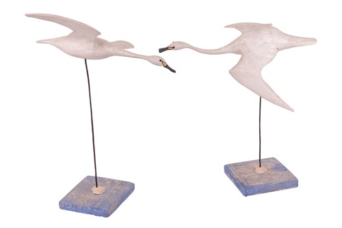 Lot 201 - Guy Taplin (b.1939), a pair of swans in...