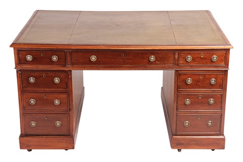 Lot 108 - A Victorian mahogany partner's desk with...