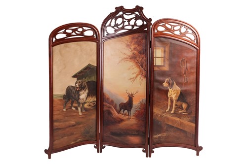 Lot 131 - A Victorian mahogany threefold boudoir screen...