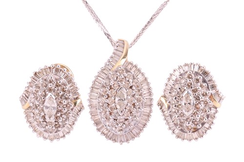 Lot 42 - A diamond-set ballerina cluster pendant and...