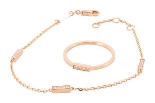 Lot A Celine diamond-set 'Line' ring and bracelet...
