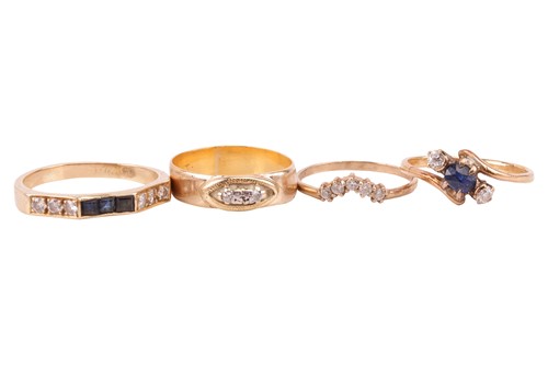 Lot 179 - Four rings comprising a sapphire and...