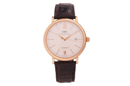 Lot 226 - An IWC Portofino 18 Carat Wristwatch, the 40mm...