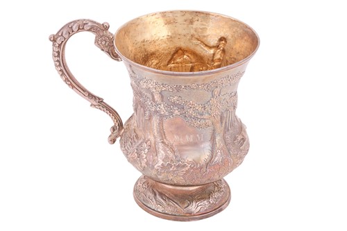 Lot 310 - A George IV silver cup, thistle-shaped with a...