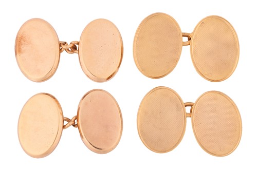 Lot 21 - Two pairs of gold cufflinks; first pair of 9ct...