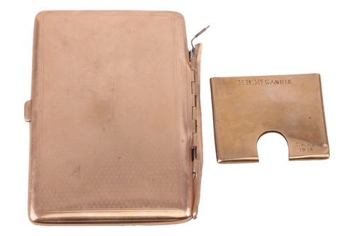 Lot 142 - A 9ct gold cigarette case cover and interior,...