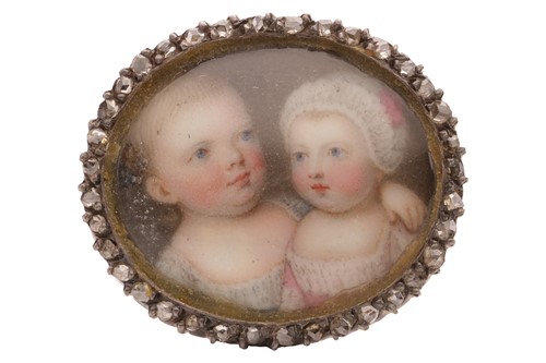 Lot 104 - A George III portrait miniature and diamond...