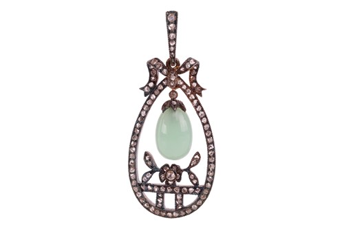 Lot 152 - A 19th century rose diamond and green opal...