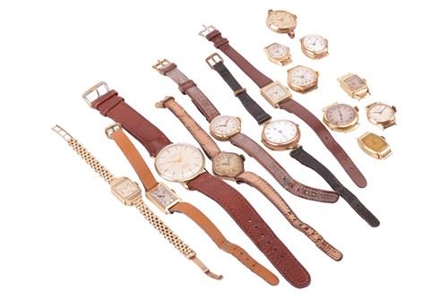 Lot 24 - A collection of watch faces and wristwatches;...