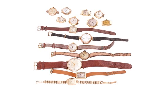 Lot 24 - A collection of watch faces and wristwatches;...