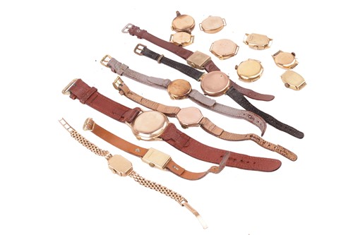Lot 24 - A collection of watch faces and wristwatches;...