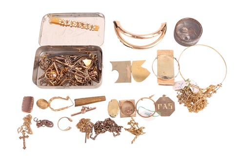 Lot 15 - A quantity of broken yellow metal jewellery,...