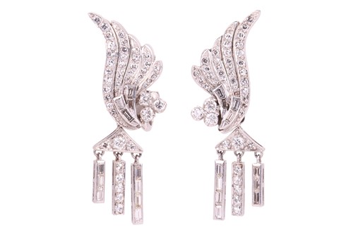 Lot 7 - A pair of Art Deco diamond-set Day and Night...