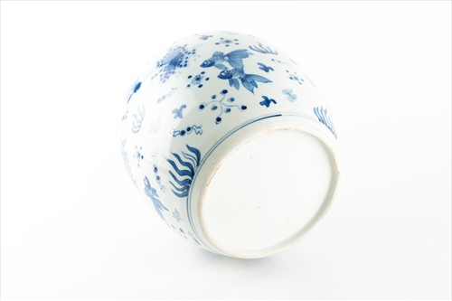 Lot 156 - A Chinese blue and white ginger jar decorated...