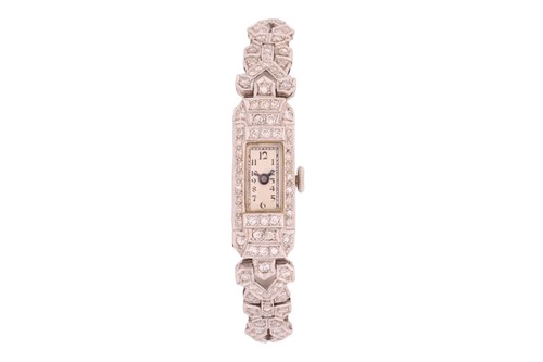 Lot 182 - A Rado diamond set platinum Art Deco ladies...