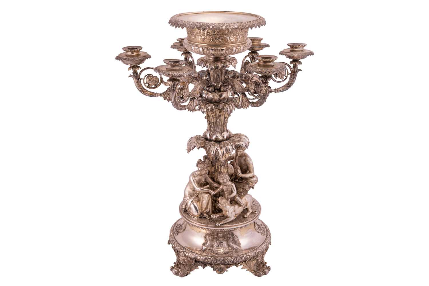 Lot 233 - An Important George III six light candelabra...