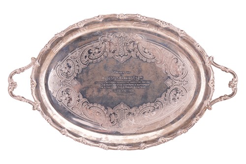 Lot 222 - An early 20th century silver oval two-handled...