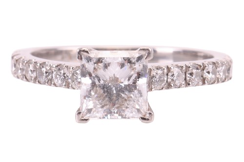 Lot 71 - A laboratory grown diamond ring in platinum,...