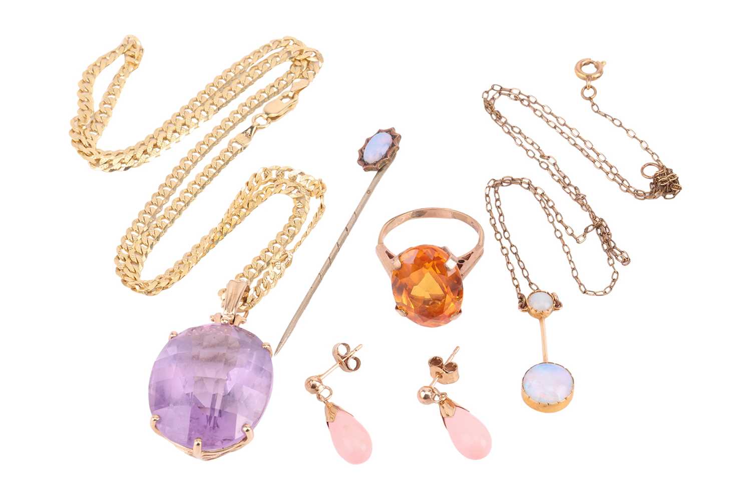 Lot 51 - A small aggregate of gem-set jewellery items;...