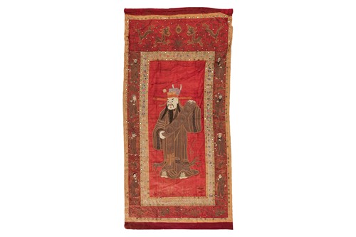 Lot 128 - A large Chinese 19th/20th-century red silk...