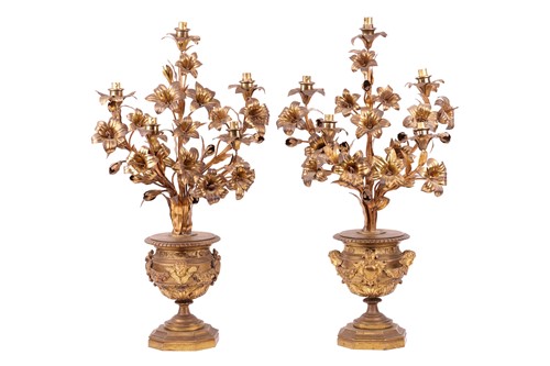 Lot 165 - A pair of French gilt bronze urn form...