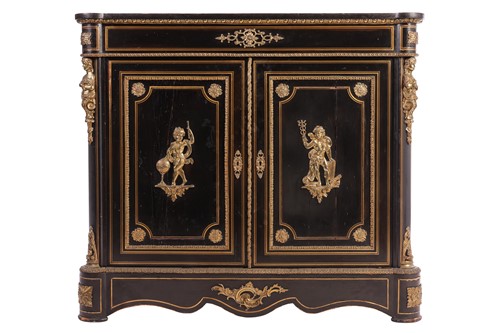 Lot 132 - A Napoleon III ebonised and brass inlaid...