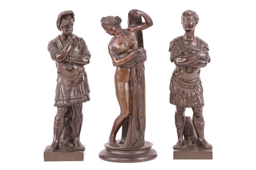 Lot 209 - A pair of late Grand Tour patinated bronze...