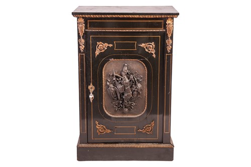 Lot 52 - A Napoleon III ebonised single-door pier...