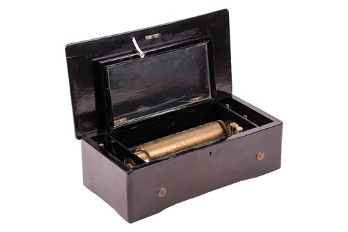 Lot 190 - A Swiss lever wound cylinder music box,...