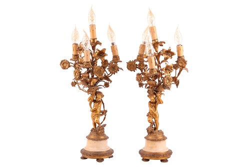 Lot 227 - A pair of figural Louis XVI-style ormolu...