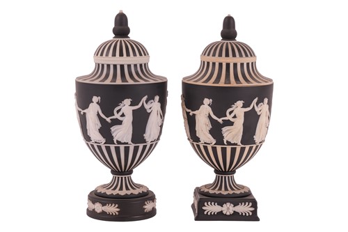 Lot 272 - A near pair of Wedgwood black dipped Jasper...