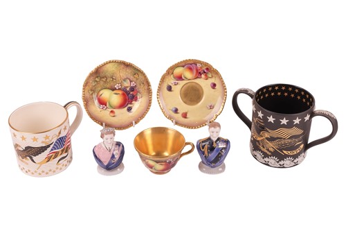 Lot 264 - A Royal Worcester fruit-painted cabinet cup,...