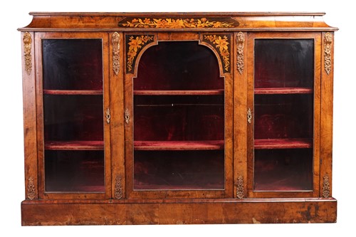 Lot 54 - A Victorian marquetry inlaid figured walnut...