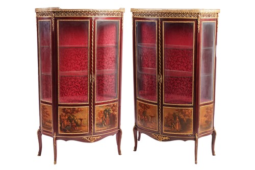 Lot 159 - A pair of Louis XV style serpentine-sided...