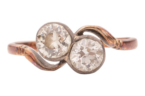 Lot 77 - A diamond Toi et Moi ring, featuring two...