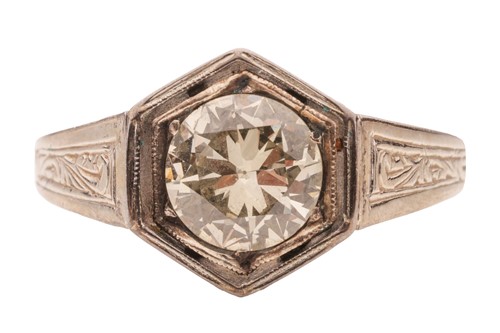 Lot 79 - An Art Deco style diamond solitaire ring,...