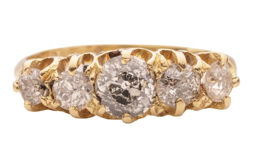 Lot 89 - An old-cut diamond half-hoop ring, comprising...