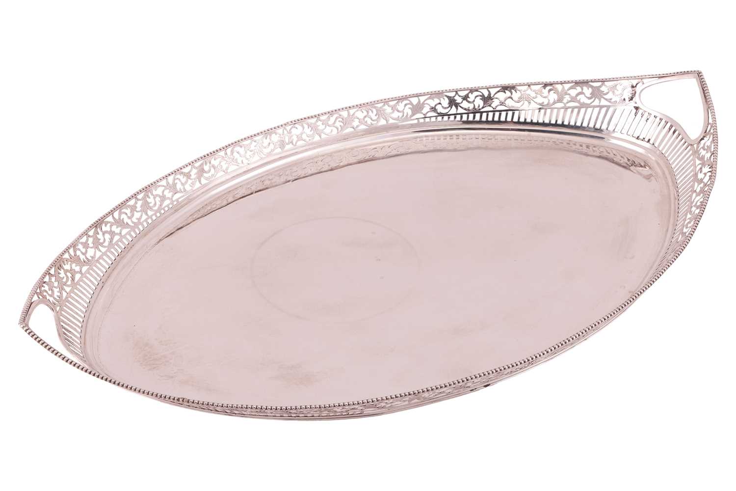 Lot 232 - A mid 19th century Dutch silver tray. Oval...