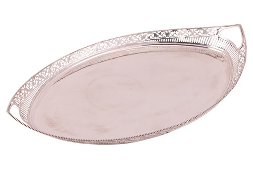 Lot 232 - A mid 19th century Dutch silver tray. Oval...