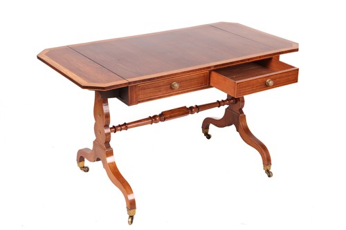 Lot 194 - A George III Rosewood & Satinwood banded sofa...