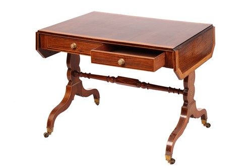 Lot 194 - A George III Rosewood & Satinwood banded sofa...