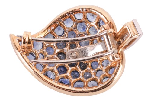 Lot 18 - A sapphire and diamond leaf brooch, in the...