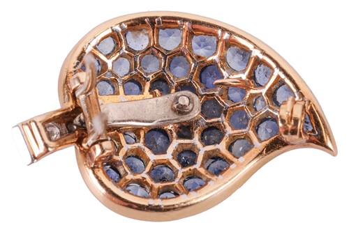 Lot 18 - A sapphire and diamond leaf brooch, in the...