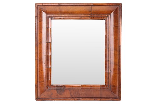 Lot 171 - A William & Mary walnut cushion wall mirror...