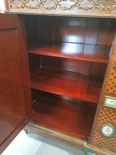 Lot 151 - A French parquetry inlaid, mahogany...