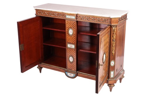 Lot 151 - A French parquetry inlaid, mahogany...